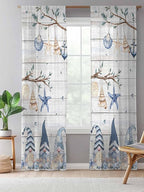 Sheer Curtains 84 Inches Long, Coastal Eucalyptus Semi Sheer Curtains Light - Image 5