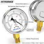 MEANLIN MEASURE -30inHG~0Psi Vacuum Gauge Stainless Steel 1/4" NPT 2" FACE DIAL - Image 4