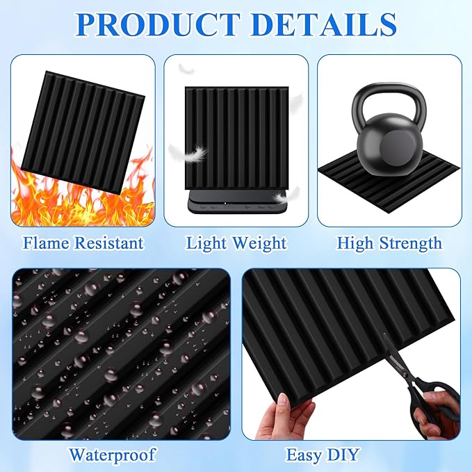 Nuanchu 32 Pcs 3D Slat Wall Panels, Paintable Waterproof Textured Tiles - Image 4