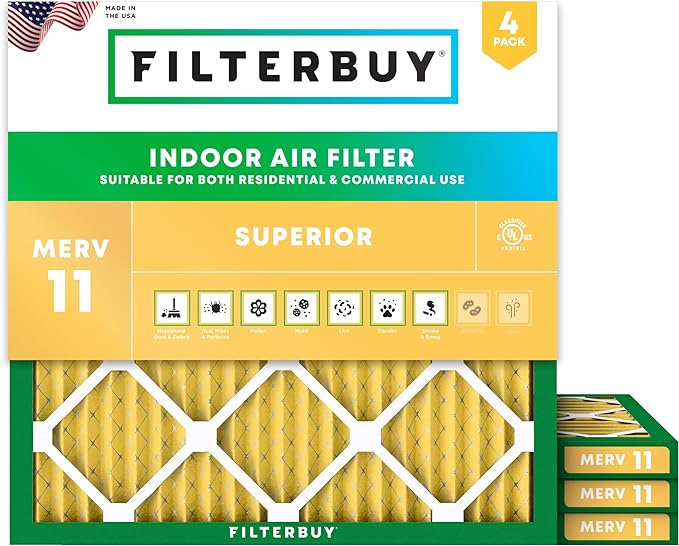 Filterbuy 19x19x1 Air Filter MERV 11 Superior Pet & Allergy Defense, by Filterbuy