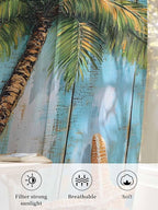 Sheer Curtains 84 Inches Long, Coastal Beach Tree Semi Sheer Curtains Light - Image 6