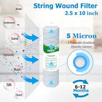 5 Micron String Wound Whole House Water Filter 10" x 2.5", 10-inch Universal - Image 2
