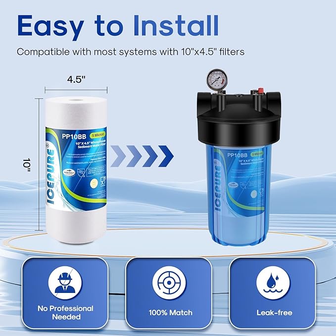 ICEPURE PP10BB 5 Microns 10" x 4.5" Whole House Sediment Water Filter - Image 6