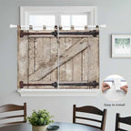 Farmhouse Wood Grain Kitchen Curtains 45 Inch Length, Short Cafe Window - Image 4