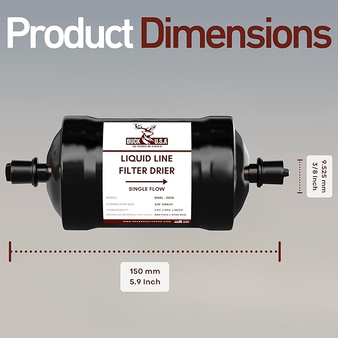 2 Pack Buck Single Flow Refrigerant Liquid Line Filter Drier 3/8" ODF Sweat - Image 5