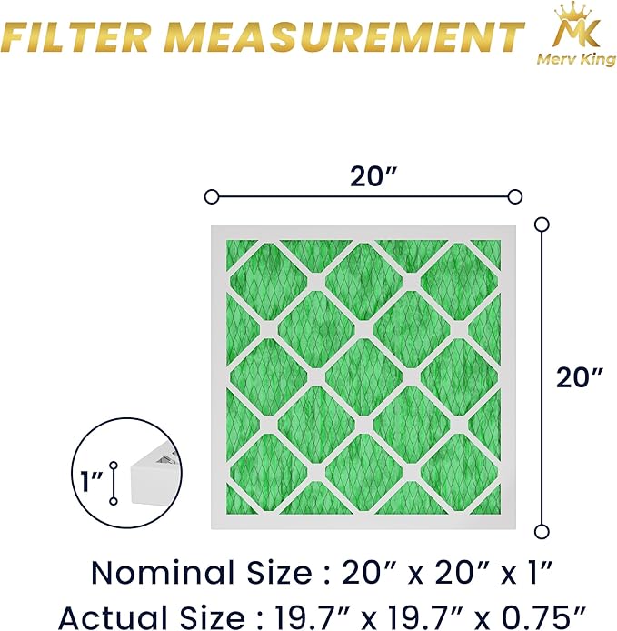 MervKing 20x20x1 Air Filter Actual Size: 19.7" x 19.7" x 0.75" MERV 13 MPR - Image 2