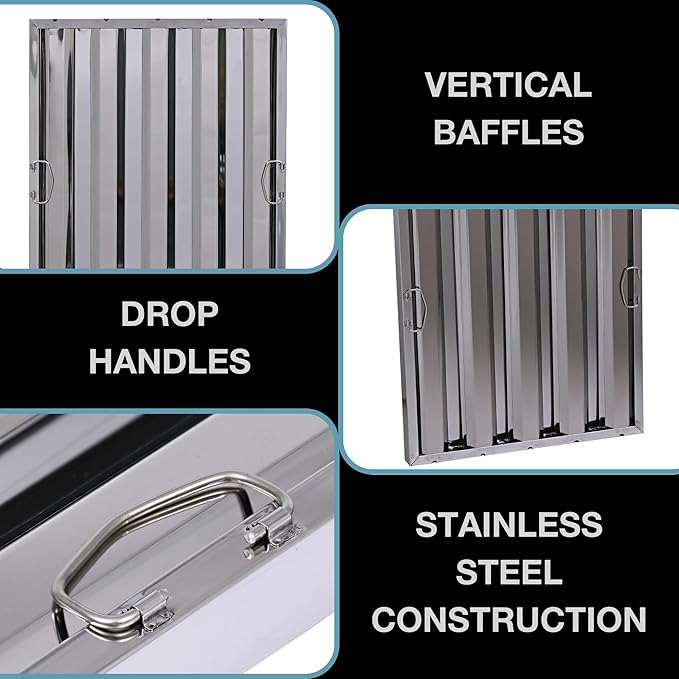 20" x 25" Stainless Steel Commercial Hood Filter – Dishwasher Safe, Welded - Image 4