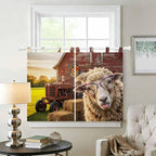 Farm Sheep Kitchen Curtains 45 Inch Length, Short Cafe Window Curtains Tab Top - Image 2