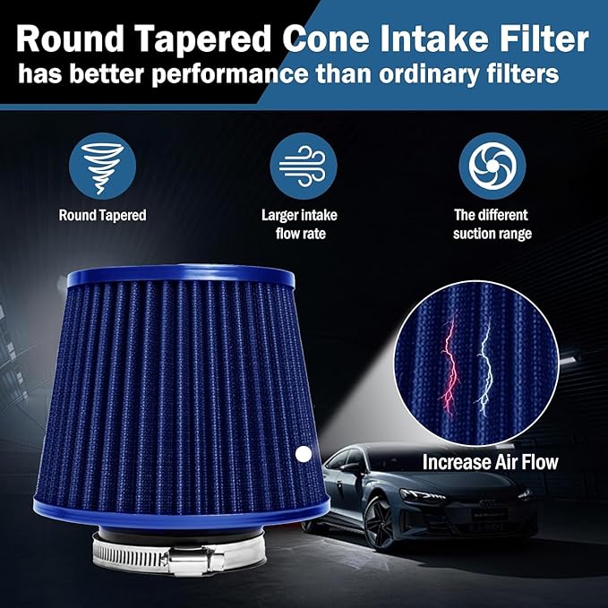 Universal Clamp-On Air Intake Filter, High Performance, Washable Filter - Image 6