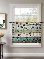 Sheer Curtains 54 Inch Length, Sage Green Brown Paw Prints Semi Sheer Curtains - Image 2