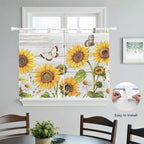 Yellow Sunflowers Kitchen Curtains 45 Inch Length, Short Cafe Window Curtains - Image 4