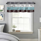 Laundry Rules Valances for Windows, Retro Blue White Wood Board Grain Kitchen - Image 3