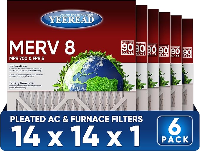 14x14x1 MERV 8 Air Filters 6-Pack, Actual Size 13.7" x 13.7" x 0.75" – by Unknown
