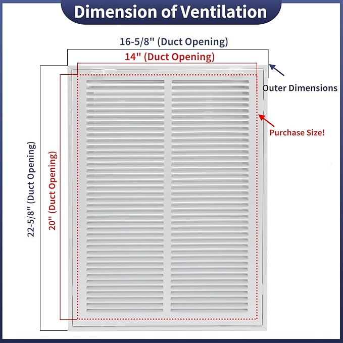 14"W x 20"H Steel Return Air Filter Grille - Image 2