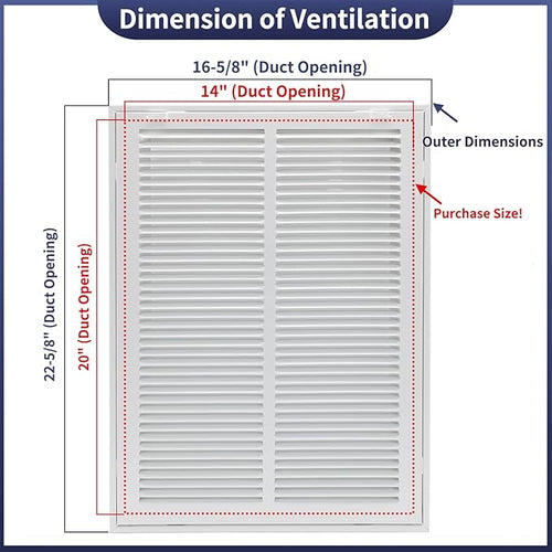 14"W x 20"H Steel Return Air Filter Grille - Image 2