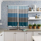 Retro Farm Blue Gray Wood Grain Window Valance Curtains, Rustic Wooden Plank - Image 8