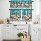 Kitchen Curtains Tiers and Valance Set of 3, Spring Flowers Light Filtering - Image 3
