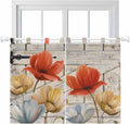 Retro Floral Kitchen Curtains 45 Inch Length, Short Cafe Window Curtains Tab Top by Unknown
