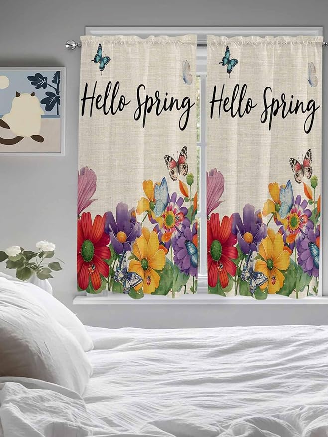 Spring Flowers Bedroom Curtains 63 Inches length, Farmhouse Vintage Country - Image 5