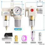 TAILONZ PNEUMATIC 1/4 Inch NPT 2 in 1 Air Filter Pressure Regulator Combo - Image 2