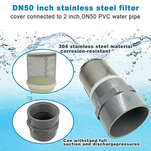 2 inch Stainless Steel Filter Cover Connected to 2 inch/DN50 Grey PVC Filter - Image 2