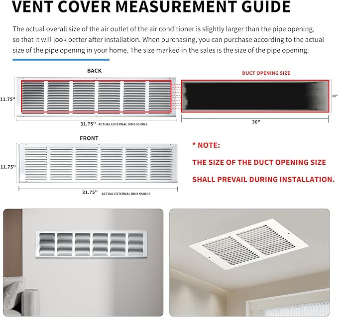 30x10 Return Air Grille, Air Return Vent Cover, Flat Vent Cover, Rejillas De - Image 4