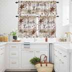Kitchen Curtains Tiers and Valance Set of 3, Texas Star Brown Light Filtering - Image 3