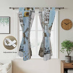 Blue Grey Wooden Bathroom Curtains 63 Inch Length, Window Curtains Tab Top - Image 5