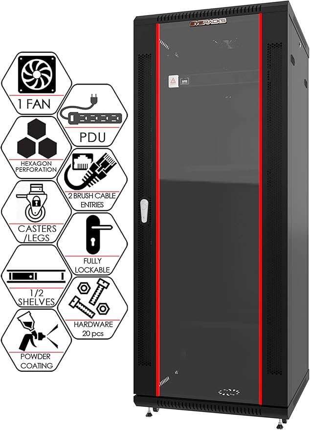 Sysracks 27U Wall Mount Server Rack Cabinet, 19” Locking Network Rack, 24” Deep by SYSRACKS