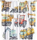 Kids Excavator Curtains, Retro Truck Tractor Machinery Construction Vehicle by SHElifestyle