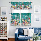 Kitchen Curtains Tiers and Valance Set of 3, Spring Flowers Light Filtering - Image 6