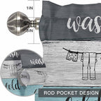 Laundry Rules Valances for Windows, Retro Blue White Wood Board Grain Kitchen - Image 8