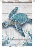 Sheer Curtains 72 Inches Long, Teal Green Sea Turtle Semi Sheer Curtains Light by Unknown