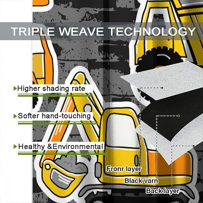 Kids Construction Excavator Window Curtains - Image 7