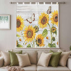 Yellow Sunflowers Bathroom Curtains 63 Inch Length, Window Curtains Tab Top - Image 9