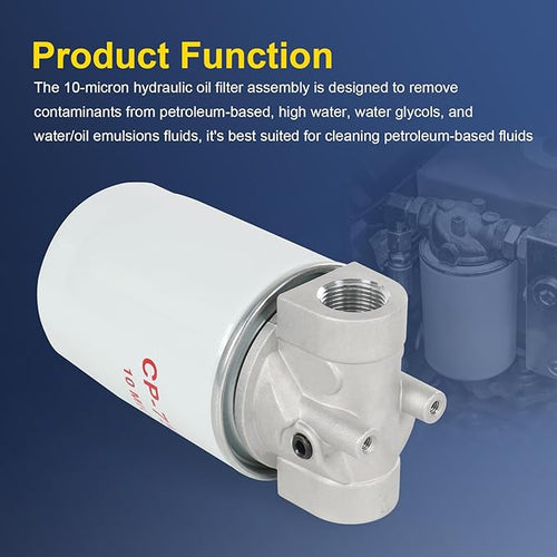10 Micron Hydraulic Oil Filter Assembly, Spin-On Design, Return Line Filter - Image 2