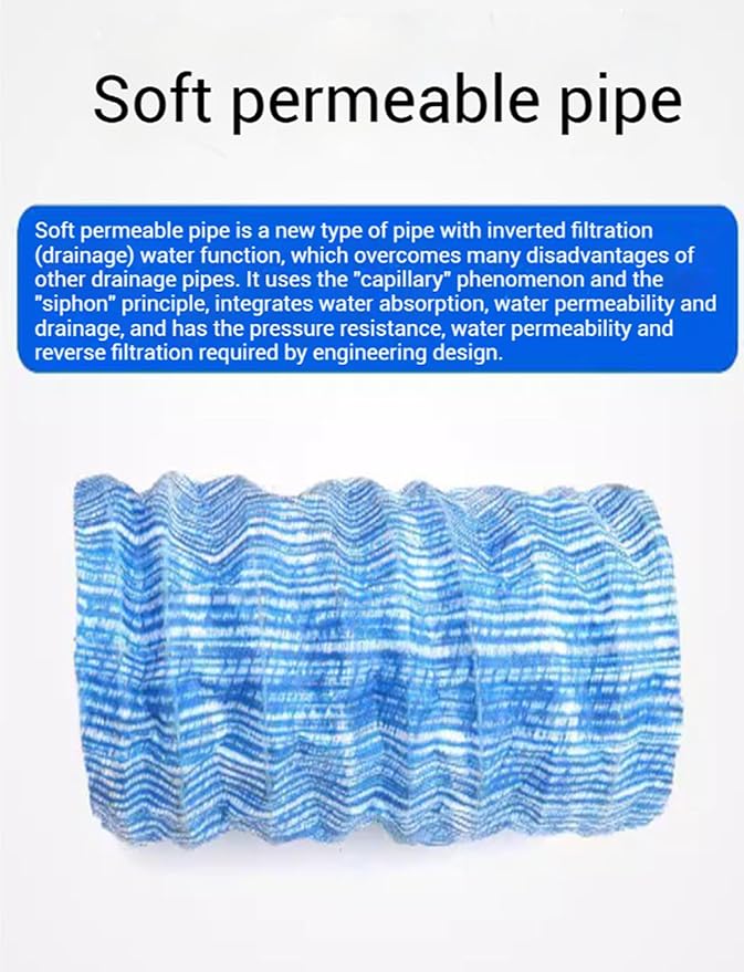 French Drain Pipe for Garden Lawn & Landscape, 8cm Perforated Fabric Drainage - Image 2
