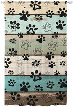 Sheer Curtains 84 Inches Long, Sage Green Brown Paw Prints Semi Sheer Curtains by Unknown
