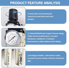 1/2" NPT 3 Stage Air Drying System, Heavy Duty Industrial Grade Air Compressor - Image 5