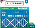 Filterbuy 24x24x2 Air Filter MERV 13 Optimal Smoke & Allergy Defense, by Filterbuy