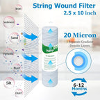 20 Micron String Wound Whole House Water Filter 10" x 2.5", 10-inch Universal - Image 2