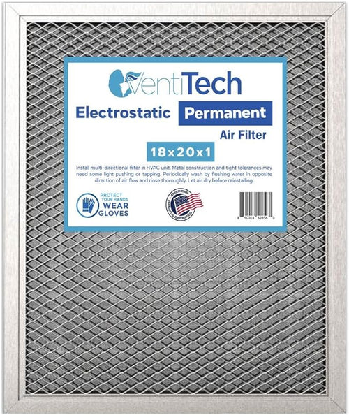 18x20x1 Washable Electrostatic Air Filter. Reusable HVAC & Furnace Air Filter by VentiTech