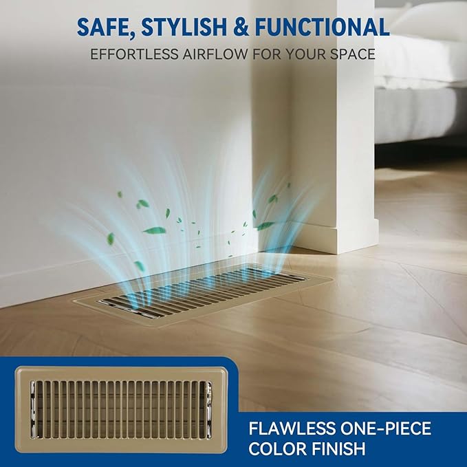 4" x 10" Floor Register Vent Covers 2-Pack, Walkable Powder-Coated Metal Vent - Image 2