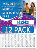 14x24x1 Air Filter MERV 13 Rating, 12 Pack of Furnace Filters Comparable to MPR by AIRXFILTERSWICKEDCLEANAIR