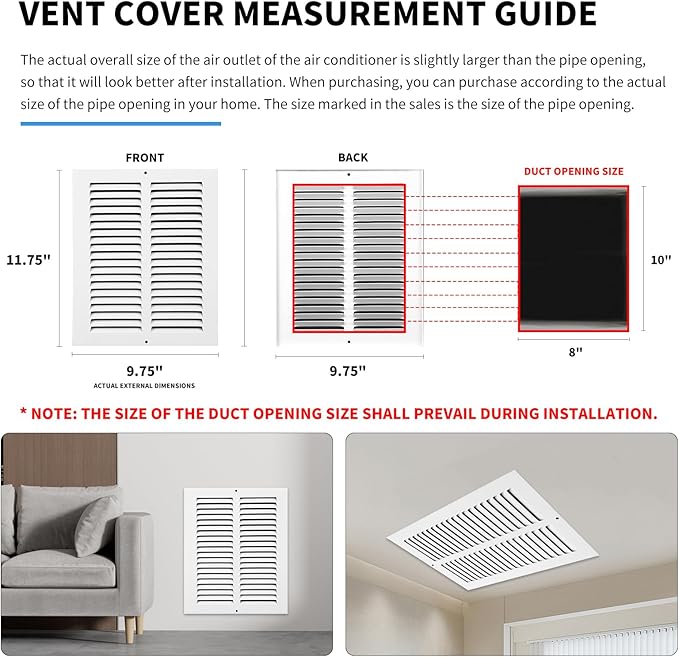 8x10 Vent Cover, Air Return Vent Cover, Flat Vent Cover, Rejillas De Aire - Image 4
