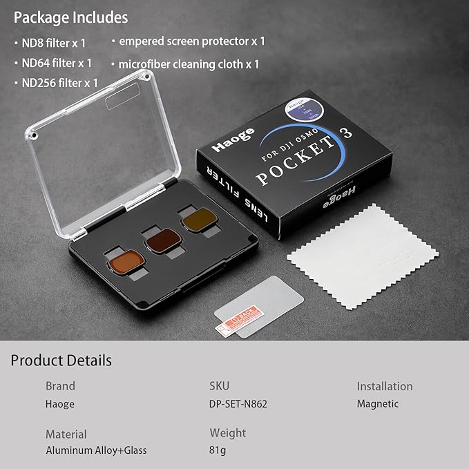 Haoge 3-Pack ND Filter Set for DJI Osmo Pocket 3, - Image 9