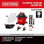 CRAFTSMAN CMXEVBE18595 16 Gallon 6.5 Peak HP Wet Dry Vac, Heavy-Duty Shop - Image 3