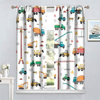 Construction Window Curtains, Kids Cartoon Construction Machines Building Hand - Image 2