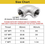2Pcs 304 Stainless Steel 90 Degree Elbow 1/2" NPT Female x 1/2" NPT Female - Image 2