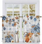 Thanksgiving Pumpkin Kitchen Curtains 45 Inch Long 2 Panel Set, Rod Pocket - Image 2
